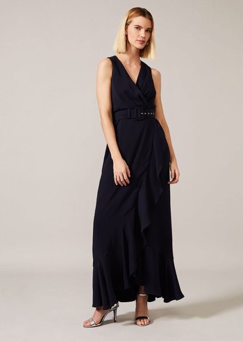 Phase Eight Lara Belted Dress Navy USA | 6539720-UX